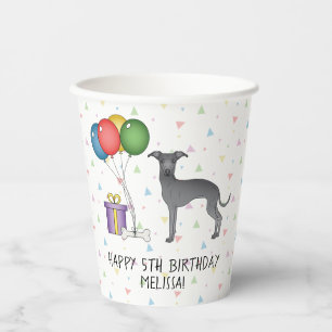 Gobelets En Papier Blue Italian Greyhound Cute Dog - Joyeux anniversa