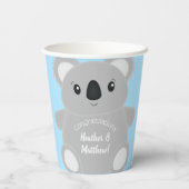 Gobelets En Papier Blue Koala Bear Baby shower (Verso)