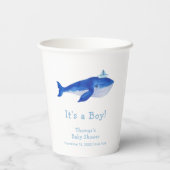 Gobelets En Papier Blue Modern Boy Under the Sea Whale Baby shower (Verso)