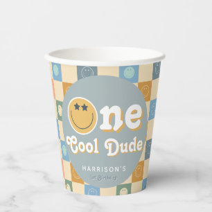 Gobelets En Papier Blue One Cool Dude Boys 1er anniversaire