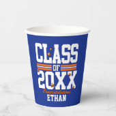 Gobelets En Papier Blue|Orange Graduation Class Year (Recto)