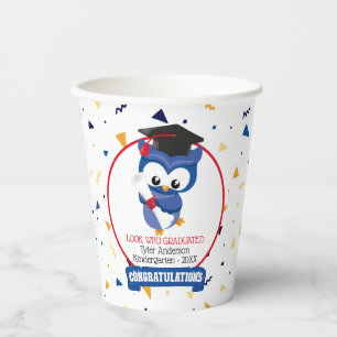 Gobelets En Papier Blue Owl Kindergarten Graduation 8oz Paper Cup