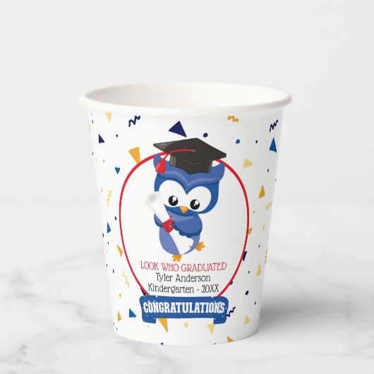 Gobelets En Papier Blue Owl Kindergarten Graduation 8oz Paper Cup (Recto)