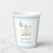 Gobelets En Papier Blue Pastel Nautical Sail Bateau 1er Anniversaire (Recto)