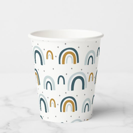 Gobelets En Papier Blue Rainbow boy fête d'anniversaire (Recto)