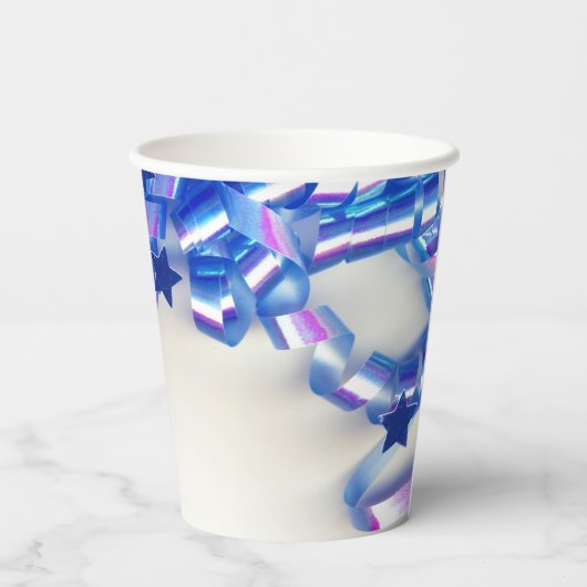 Gobelets En Papier Blue Ribbon & Stars Confetti 14ème anniversaire Pa (Verso)