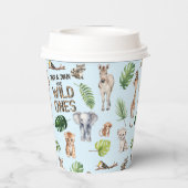 Gobelets En Papier Blue Safari Animaux, Twins WIld ONes 1er anniversa (Verso)