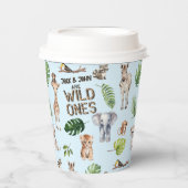Gobelets En Papier Blue Safari Animaux, Twins WIld ONes 1er anniversa (Recto)