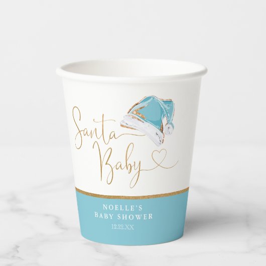 Gobelets En Papier Blue Santa Hat Noël Père Noël Baby shower bébé (Recto)