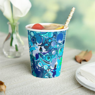 Gobelets En Papier Blue Sea bulles Art Abstrait