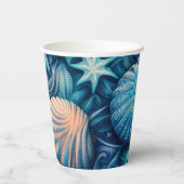 Gobelets En Papier Blue Shells Beach Batik Starfish Sand Dollar (Verso)