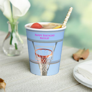 Gobelets En Papier Blue Sky Girls Birthday Party Basketball Hoop