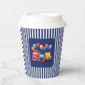 Gobelets En Papier Blue Striped Truck Birthday Theme (Recto)
