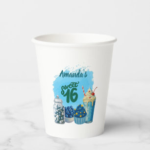 Gobelets En Papier Blue Sweet Sixteen Paper Cups