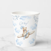 Gobelets En Papier Blue Teddy Bear Airplane Boho Baby Boy Shower (Recto)