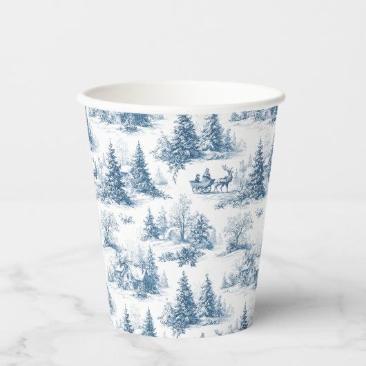 Gobelets En Papier Blue Toile Christmas Pattern (Recto)