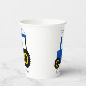 Gobelets En Papier Blue Tractor Design Personnalisé Anniversaire Fête (Gauche)