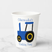 Gobelets En Papier Blue Tractor Design Personnalisé Anniversaire Fête (Recto)
