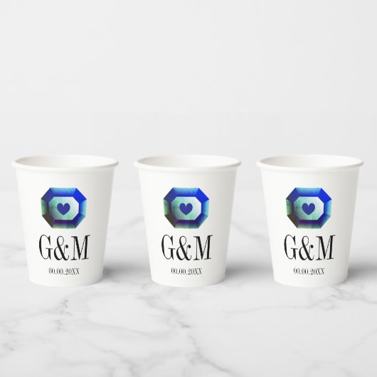 Gobelets En Papier Blue vert émeraude gemstone personnalisé mariage (Multi)