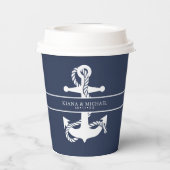 Gobelets En Papier Blue Wave Ancre Mariage Wht/Navy ID836 (Verso)