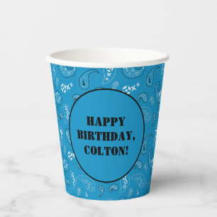 Gobelets En Papier Blue Western Bandana Imprimer Anniversaire