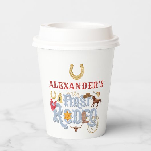 Gobelets En Papier Blue Wild West Premier Rodéo Baby Boy 1er Annivers (Verso)
