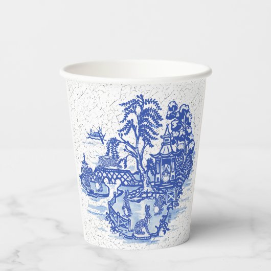 Gobelets En Papier Blue Willow Rabbit Classic Whimsical Pottery (Verso)