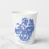 Gobelets En Papier Blue Willow Rabbit Island Whimsical Crackle Look (Verso)