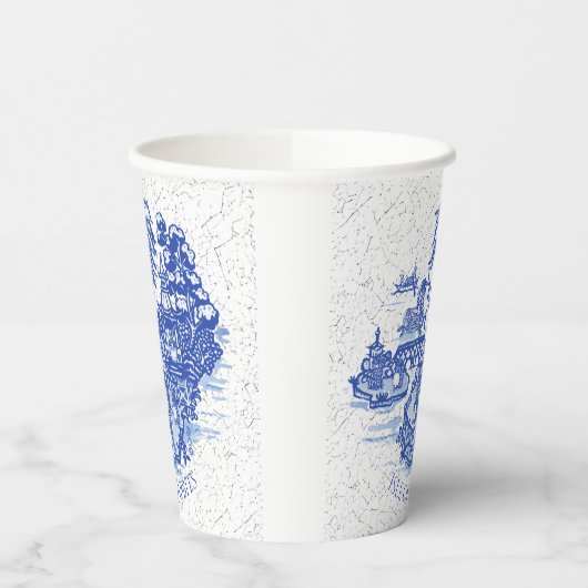 Gobelets En Papier Blue Willow Rabbit Island Whimsical Crackle Look (Gauche)