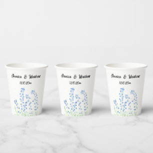 Gobelets En Papier Bluebells Bleu floral Aquarelle nature Mariages