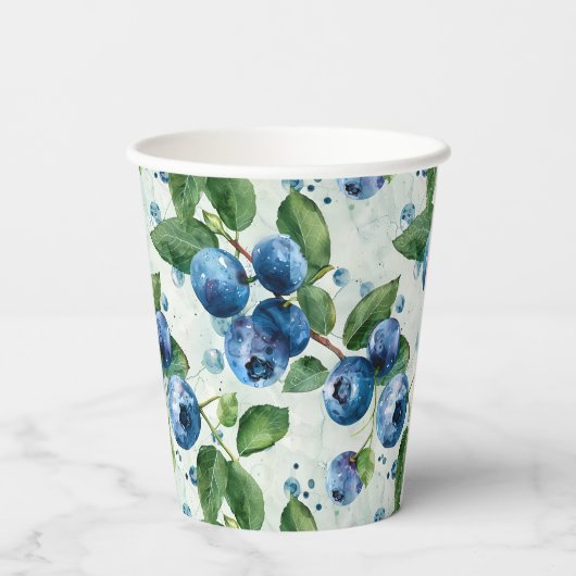 Gobelets En Papier Blueberges d'aquarelle (Verso)