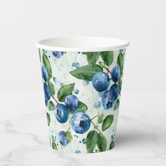 Gobelets En Papier Blueberges d'aquarelle (Recto)