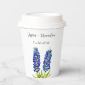 Gobelets En Papier Bluebonnets Aquarelle Bleu Fleur Floral Mariage (Recto)