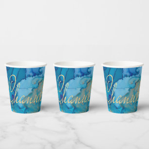 Gobelets En Papier Blues et Golds 8 oz.