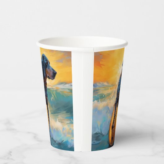 Gobelets En Papier Bluetick Coonhound Beach Plage Plage de surf Peint (Droite)
