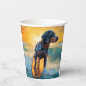 Gobelets En Papier Bluetick Coonhound Beach Plage Plage de surf Peint (Recto)