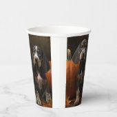 Gobelets En Papier Bluetick Coonhound Chiot Automne Citrouille de pla (Droite)