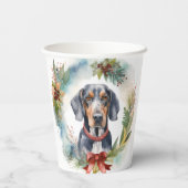 Gobelets En Papier Bluetick Coonhound Christmas Wreath Festive Pup (Verso)