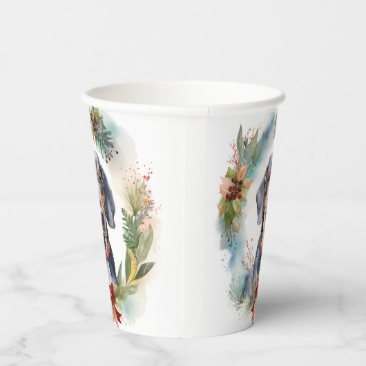 Gobelets En Papier Bluetick Coonhound Christmas Wreath Festive Pup (Droite)