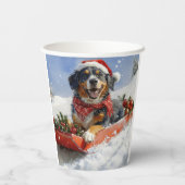 Gobelets En Papier Bluetick Coonhound Dog dans Sledge Noël (Verso)