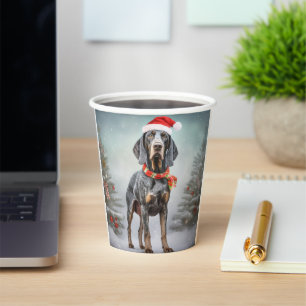 Gobelets En Papier Bluetick Coonhound Dog en Noël de neige