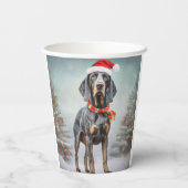 Gobelets En Papier Bluetick Coonhound Dog en Noël de neige (Verso)