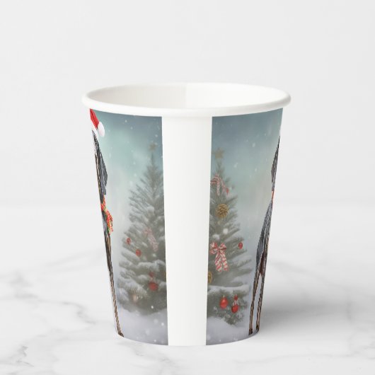 Gobelets En Papier Bluetick Coonhound Dog en Noël de neige (Gauche)