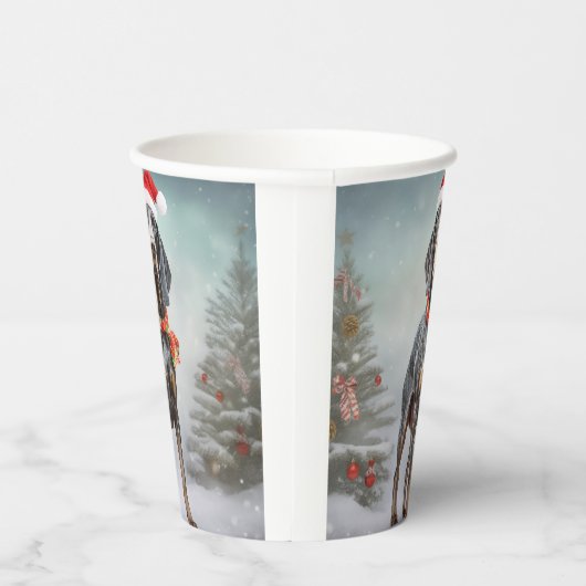 Gobelets En Papier Bluetick Coonhound Dog en Noël de neige (Droite)