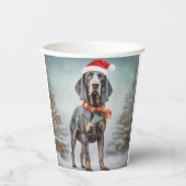 Gobelets En Papier Bluetick Coonhound Dog en Noël de neige (Recto)