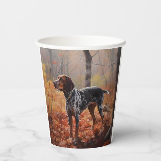 Gobelets En Papier Bluetick Coonhound en automne Leaves automne Inspi (Verso)