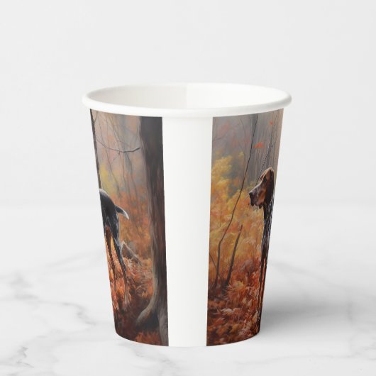 Gobelets En Papier Bluetick Coonhound en automne Leaves automne Inspi (Gauche)