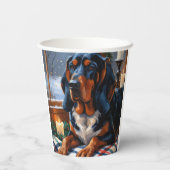 Gobelets En Papier Bluetick Coonhound With Christmas Lights Holiday (Verso)