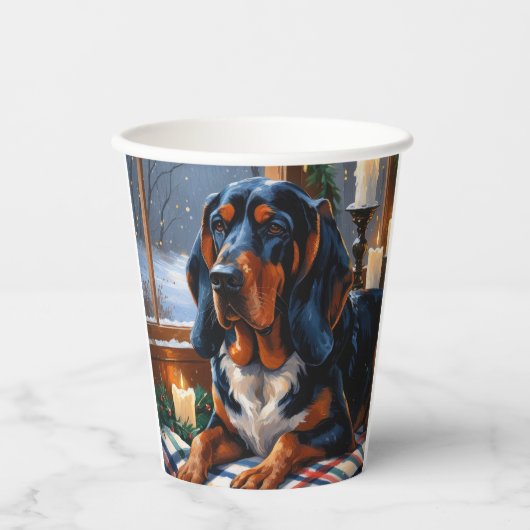 Gobelets En Papier Bluetick Coonhound With Christmas Lights Holiday (Recto)