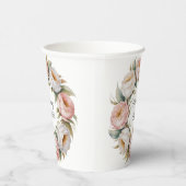 Gobelets En Papier Blush and Ivory Rose Floral Wreath Wedding (Droite)